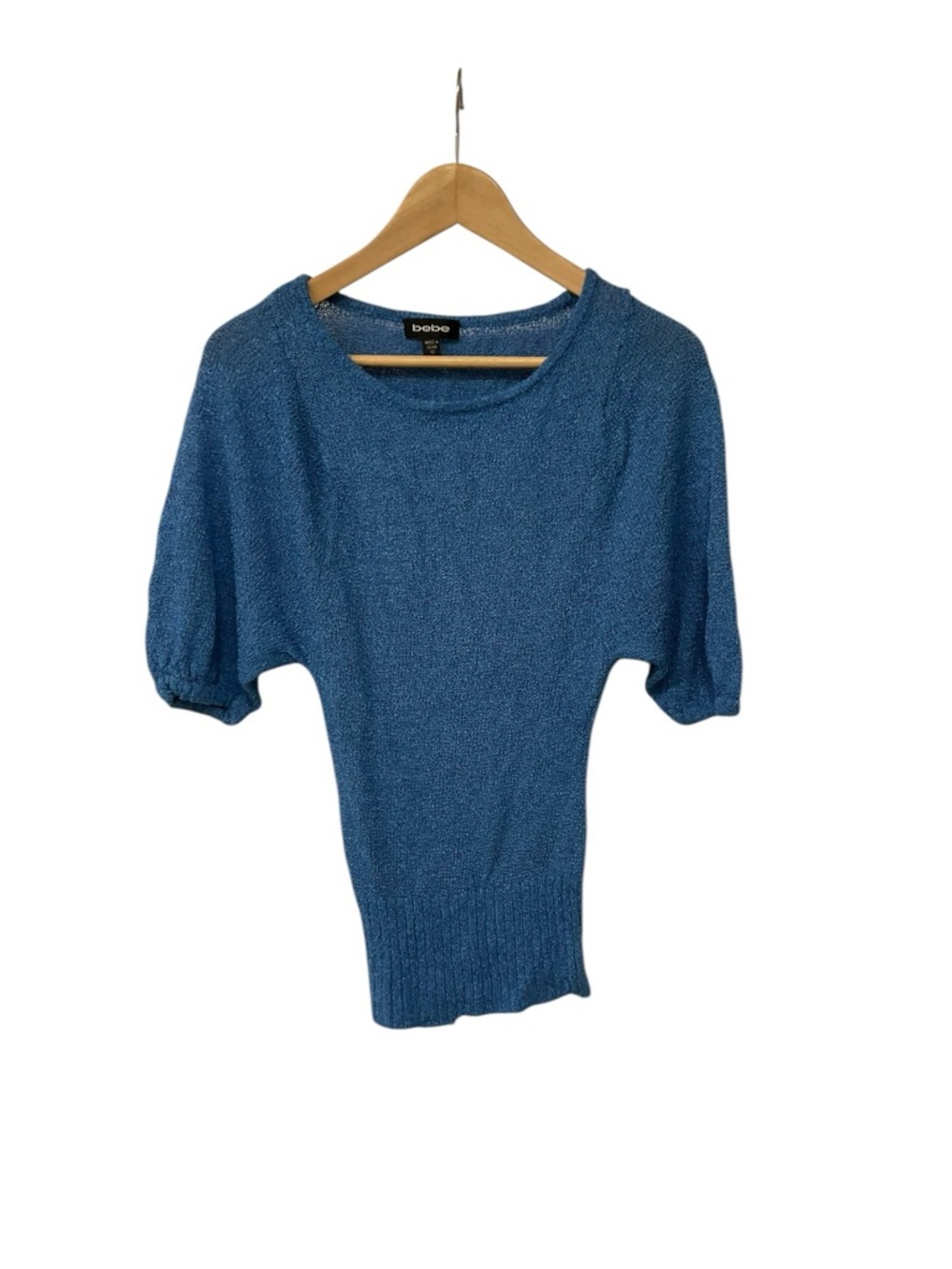 Vintage Y2K Bebe Blue Short Sleeve Sweater Top XS